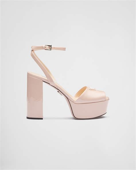 Powder Pink Patent Leather Platform Sandals Prada