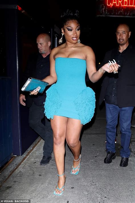 Megan Thee Stallion Slips Into Skintight Blue Mini Dress While Out For