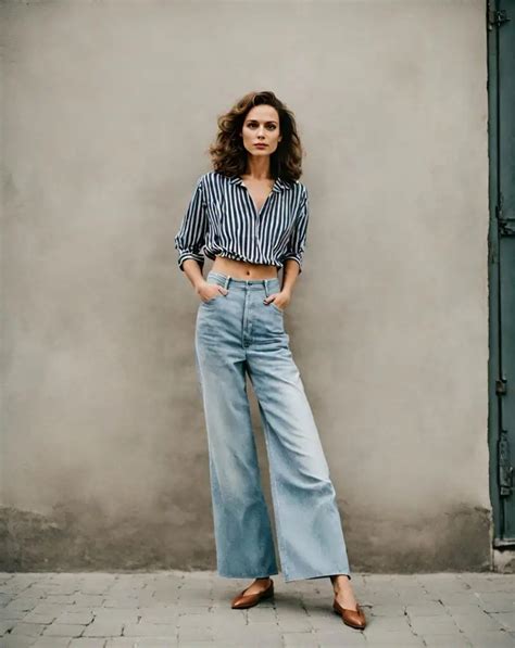 25 Stylish Wide Leg Jeans Outfits In 2024 You Must Try Petite Dressing