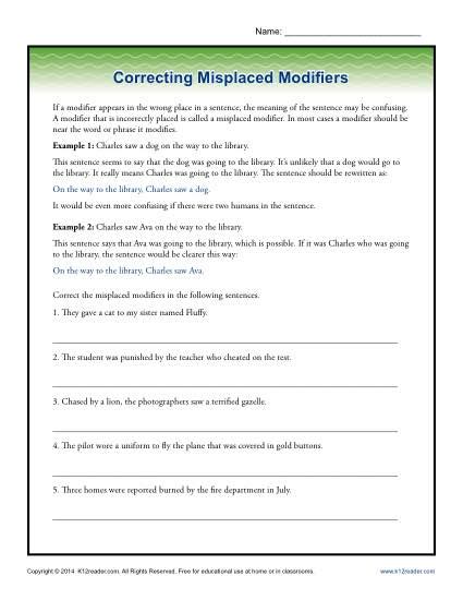 Diets, which help you lose weight, are painful ordeals. Correcting Misplaced Modifiers | Word Usage Worksheet