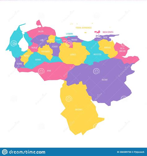 Venezuela Political Map Of Administrative Divisions Stock Vector