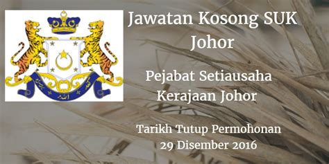 Elatihan a training management information system johor state government. Pejabat Setiausaha Kerajaan Johor Jawatan Kosong SUK Johor ...