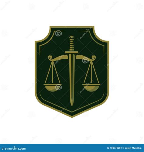 Law Firm Logo Template With Sword Shield And Scales Of Justice Themis