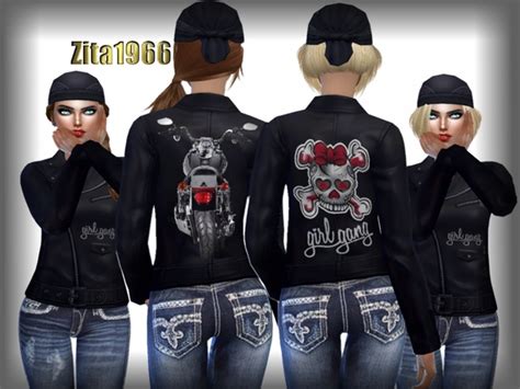 Girl Gang Leather Jacket By Zitarossouw At Tsr Sims 4 Updates