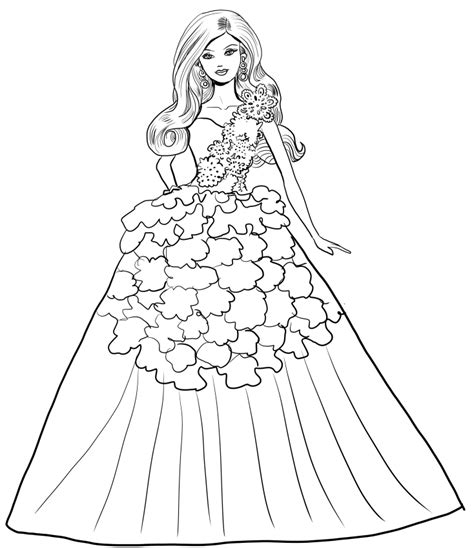Barbie Party Magic With White Dress Coloring Pages