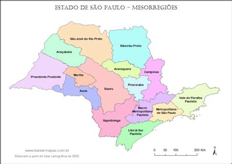 Mapa De Mesorregiões Do Estado De São Paulo Baixar Mapas