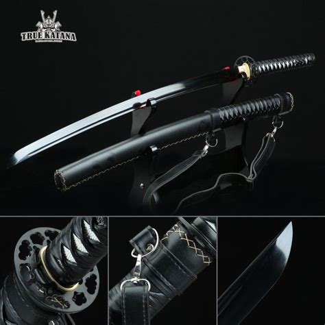 Handmade Spring Steel Black Blade Real Japanese Katana Samurai Etsy