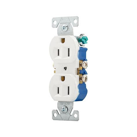 Eaton White 15 Amp Duplex Outlet Residential At