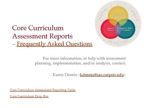core curriculum assessment reports frequently asked questions for