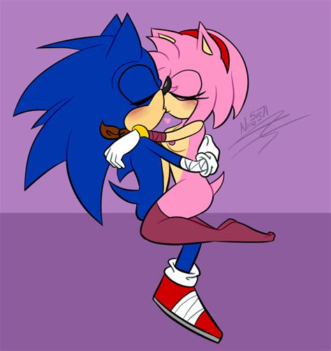 Rule 34 Amy Rose Blue Hair Kissing Nino5571 Pink Hair Sega Sonic
