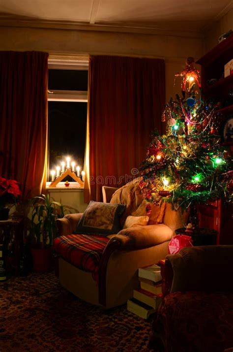 Cozy Indoor Christmas Tree Scene Stock Photo Image Of Seasonal