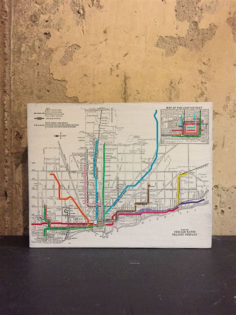 Chicago Rapid Transit Map Wood Sign 1926 Map And Cta Lines Etsy
