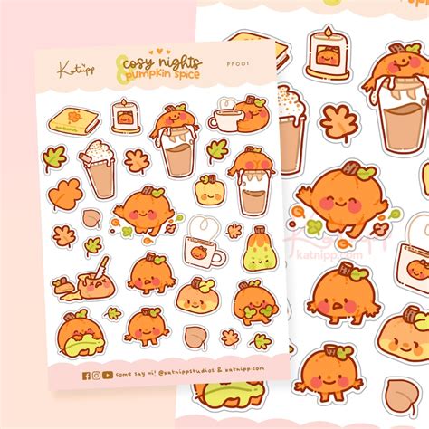 Mixed Autumn Stickers Kawaii Fall Planner Stickers Cute Etsy