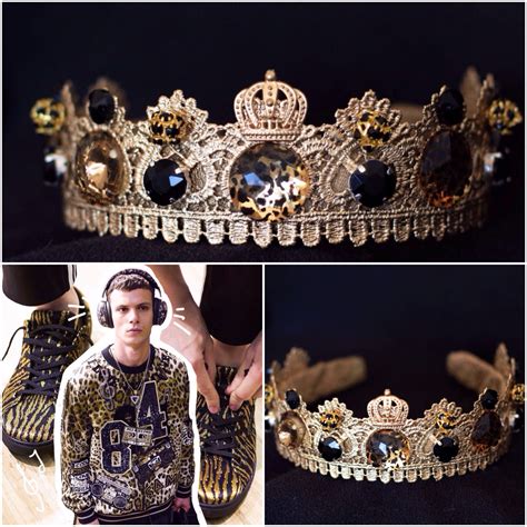 Mens Crown Medieval Crown Male Crown Gold King Crown Leopard Etsy
