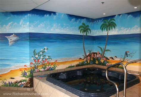 Swimming Pool Mural Interior Oil Painting Decoration