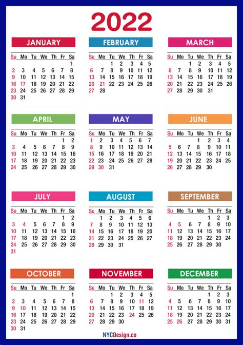 Printable Calendar 2022 Free Download Printable Calendar 2022 With Us