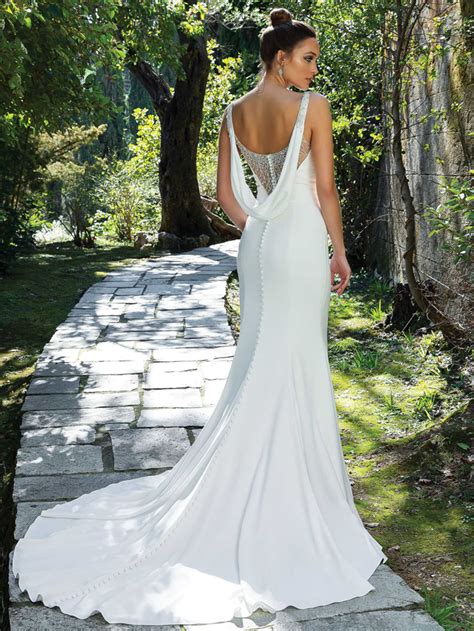Slip Wedding Dress For Reception From Satin With A Slit And Open Back