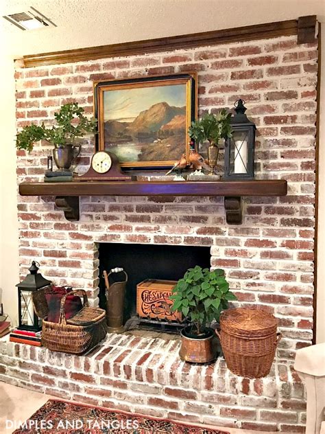 Mortar Wash Brick Fireplace Makeover Dimples And Tangles