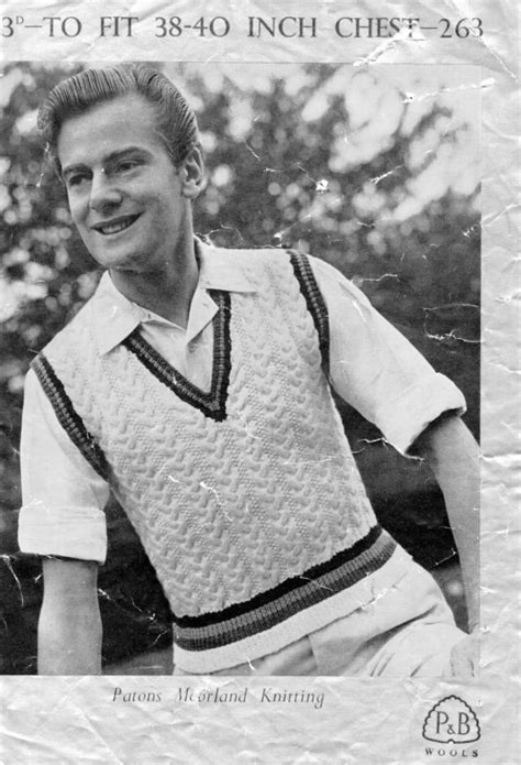 Vintage 1940 S Knitting Pattern Man S Sleeveless Etsy