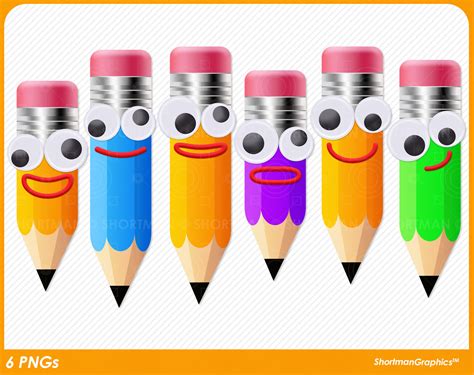Pencil Clipart Cartoon Pencil Png Back To School Clipart Etsy Australia