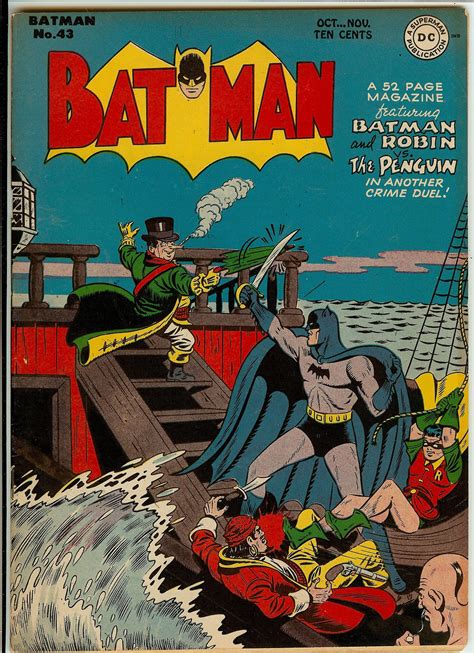 Batman 43 Classic Penguin Pirate Cover Batman Comic Book Cover Dc
