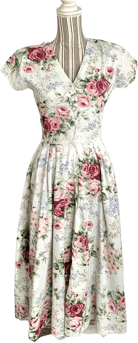 Vintage Short Sleeve Floral V Neck Cottagecore Dress By Benson And Smith Shop Thrilling
