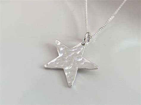 Sterling Silver Star Pendant Flat 15mm Necklace T For Her Etsy Uk