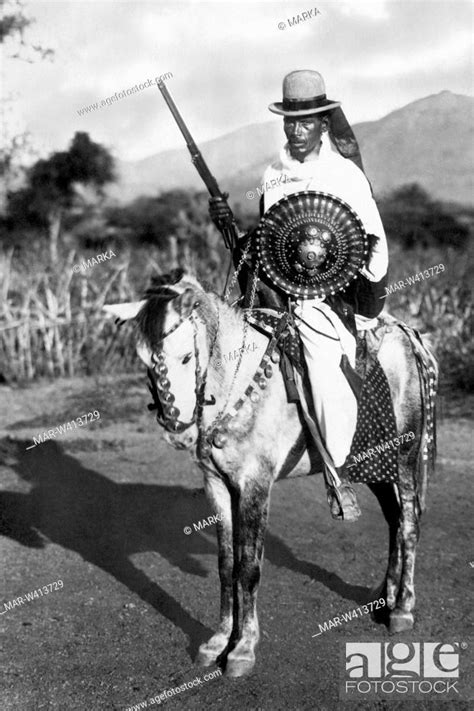 Africa Ethiopia Abyssinian Warrior 1930 40 Stock Photo Picture And