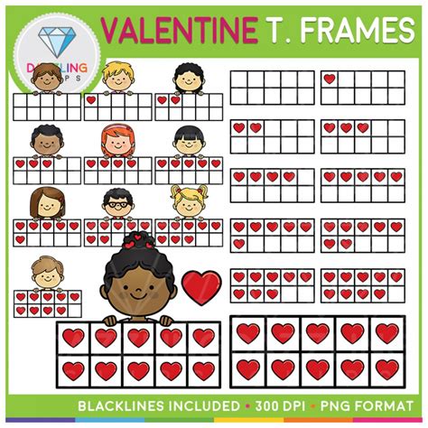 Valentine Ten Frames Clip Art