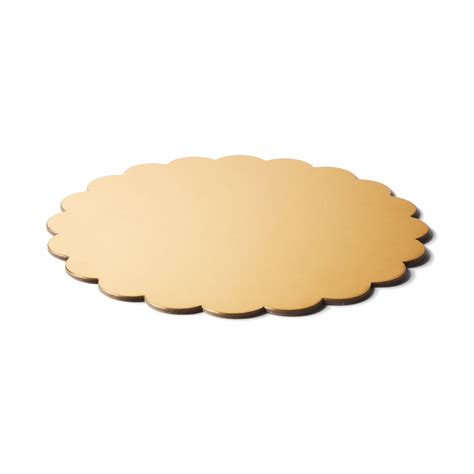 Gold Scalloped Compressed Cake Boards 3mm Pack Of 10 Boards