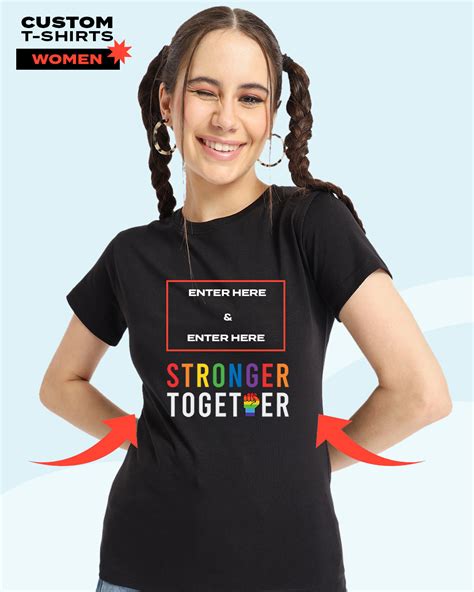 Buy Womens Black Stronger Together Typography T Shirt For Women Women