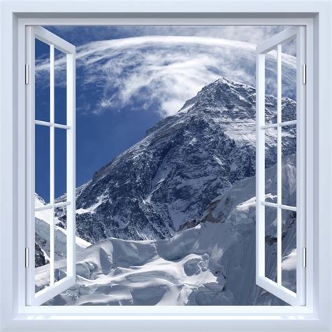 Wall Mural White Open Window Mount Everest Pixershk