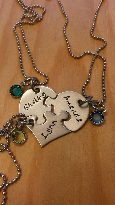 Hand Stamped 3 Puzzle Piece Necklace Set 3 Friend Necklace Etsy