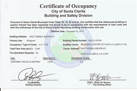 Certificate Of Occupancy Certificates Templates Free