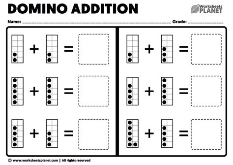 Domino Addition Worksheets Printable Math Worksheets