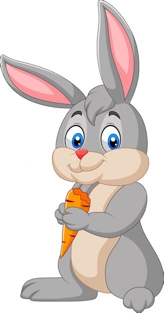 Premium Vector Cartoon Rabbit Holding A Carrot