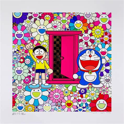 Doraemon Anywhere Door In The Field Of Flowers Prints And Multiples