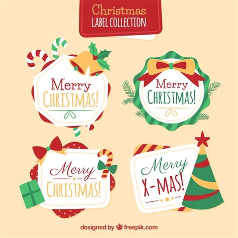 Set Of Christmas Labels Vector Free Download