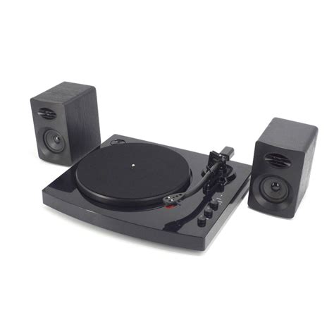 2 Speed Bluetooth Turntable System With Stereo Speakers Black
