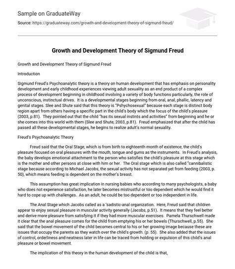 ⇉growth And Development Theory Of Sigmund Freud Essay Example Graduateway