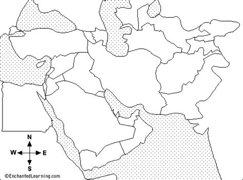 Southwest Asia Blank Political Map Time Zones Map
