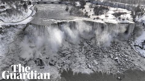Aerial Footage Shows Partially Frozen Niagara Falls Youtube