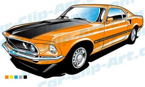 1969 Ford Mustang Mach 1 Vector Clip Art — Car Clip Ford