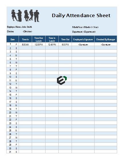 Download Free Simple Daily Attendance Sheet Format In Excel