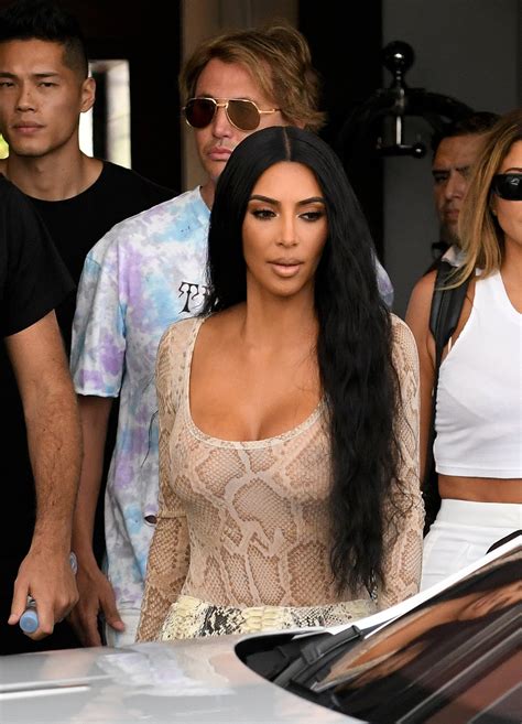 Kim Kardashian Braless In Sheer Top In Miami Hot Celebs Home