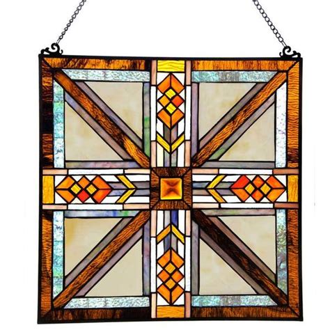 175 H Stained Glass Southwestern Mission Style Window Panel Free