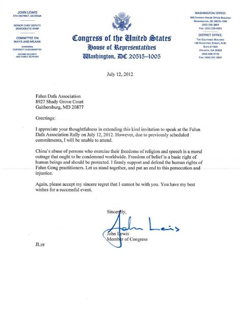 As i told you earlier, i received a position of a. US Congressman John Lewis: The Persecution of Falun Gong Ought to be Condemned Worldwide | Falun ...