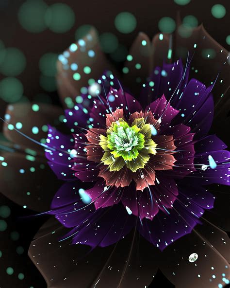 Fractal Flower Sparks Glare Glow Abstraction Hd Phone Wallpaper