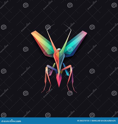Colored Minimalist Praying Mantis D Logo Illustration Stock Illustration Illustration Of