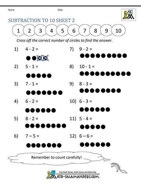 Subtraction Problems Within 20 Worksheets